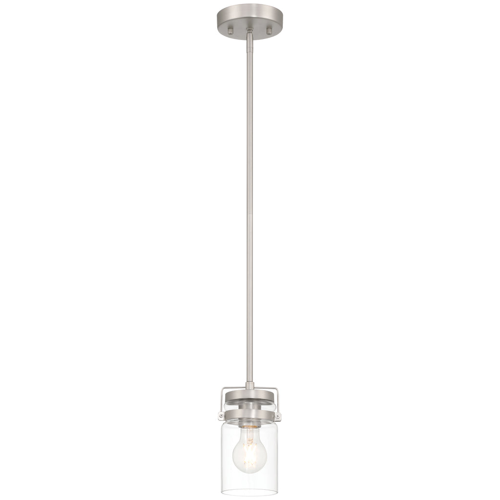 Shelby 1 Light Pendant, Brushed Steel