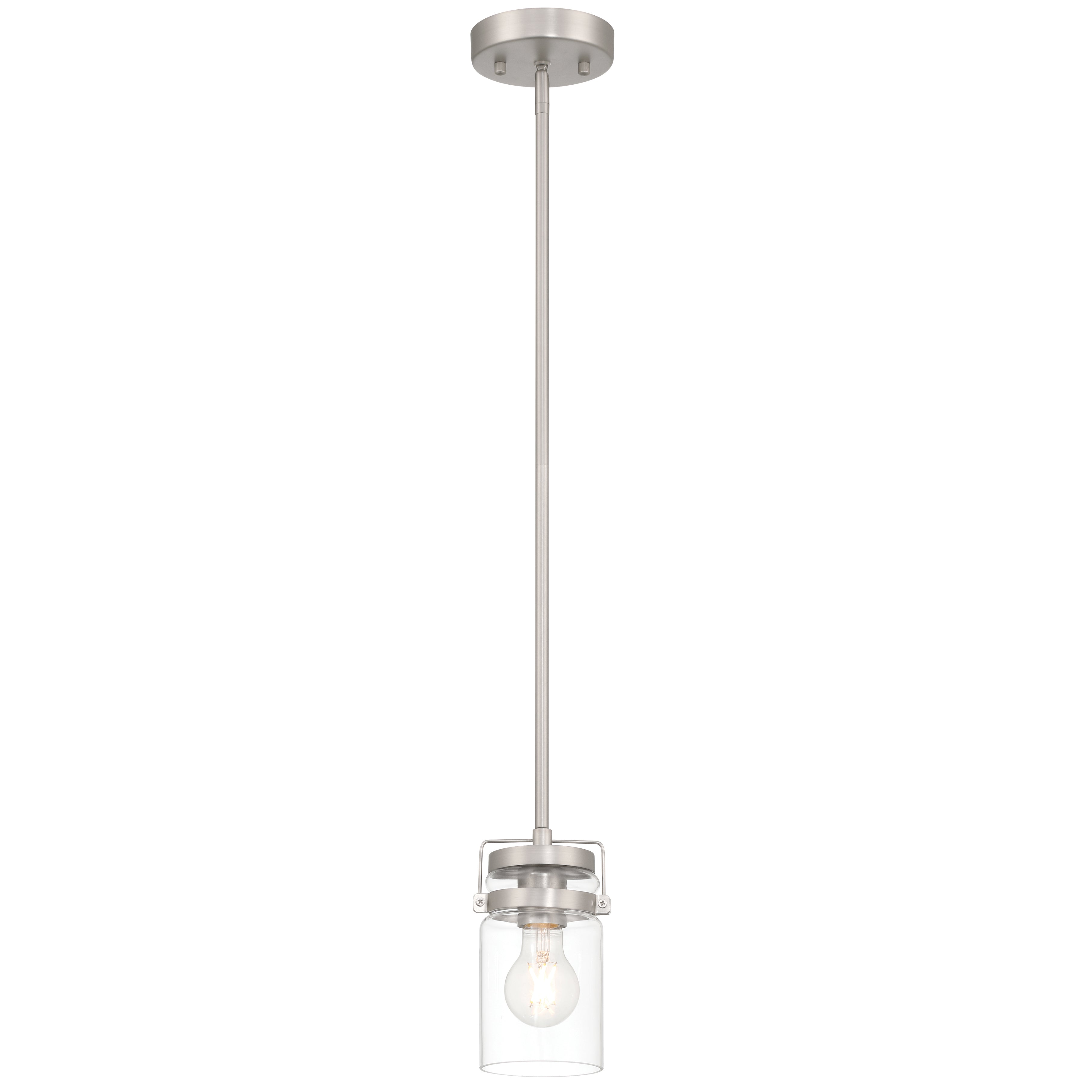 Shelby 1 Light Pendant, Brushed Steel