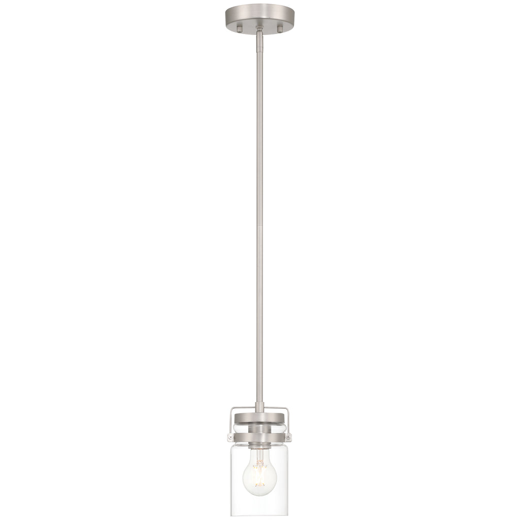 Shelby 1 Light Pendant, Brushed Steel