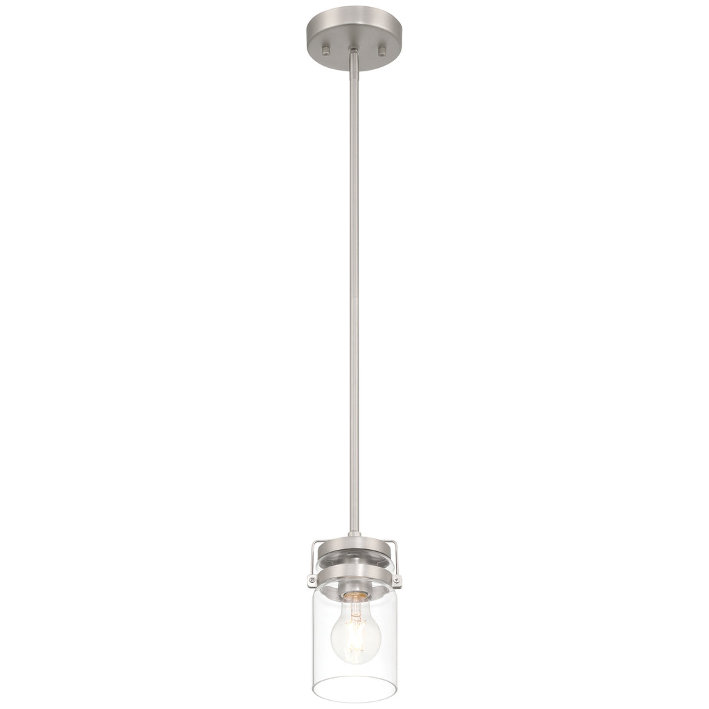 Shelby 1 Light Pendant, Brushed Steel