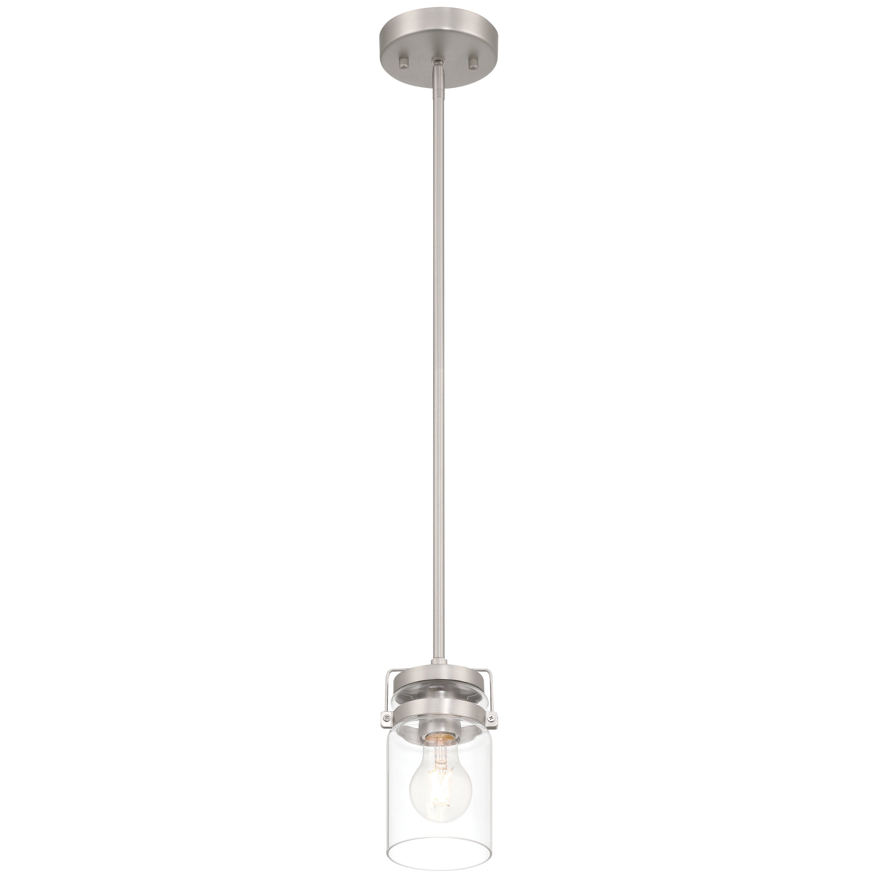 Shelby 1 Light Pendant, Brushed Steel