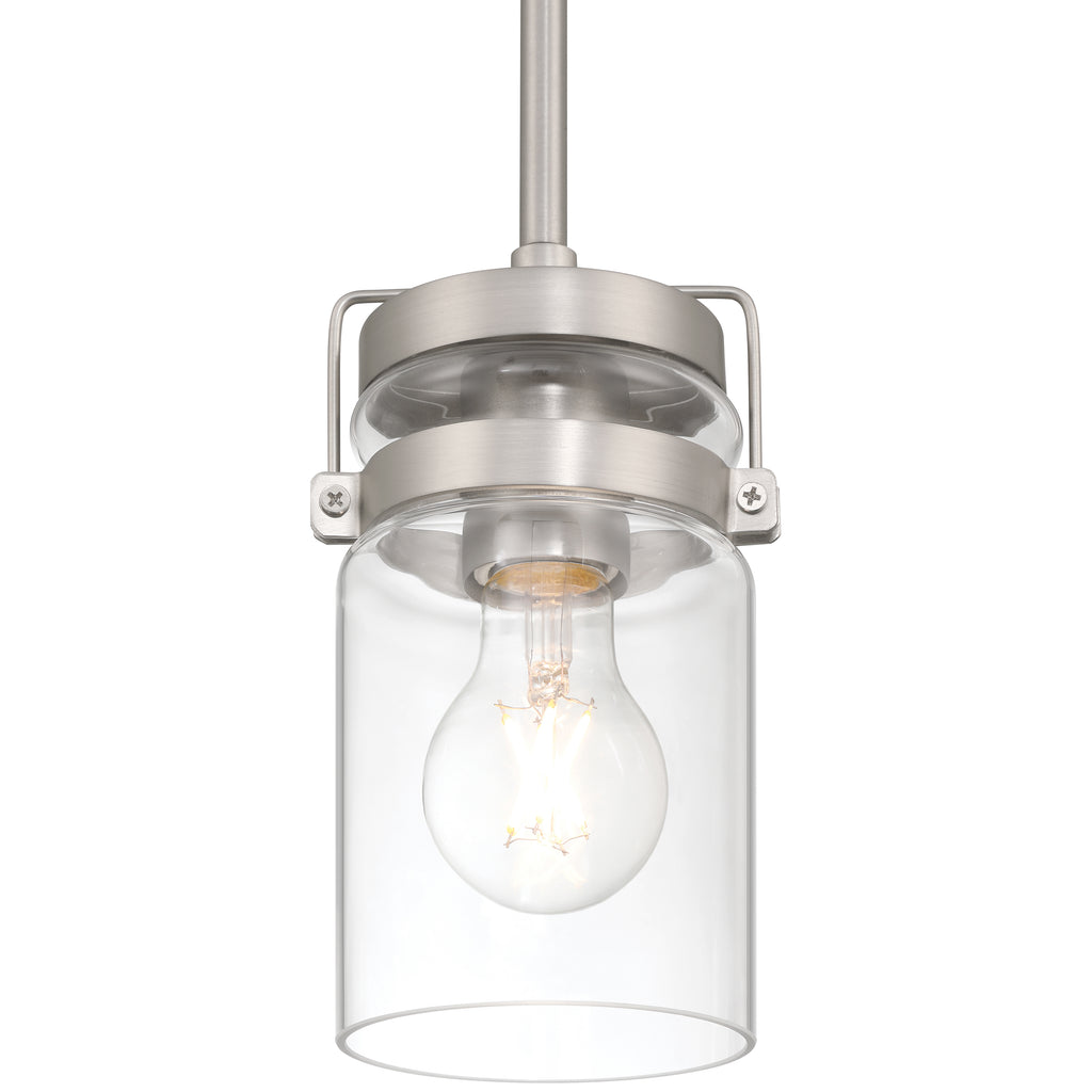 Shelby 1 Light Pendant, Brushed Steel