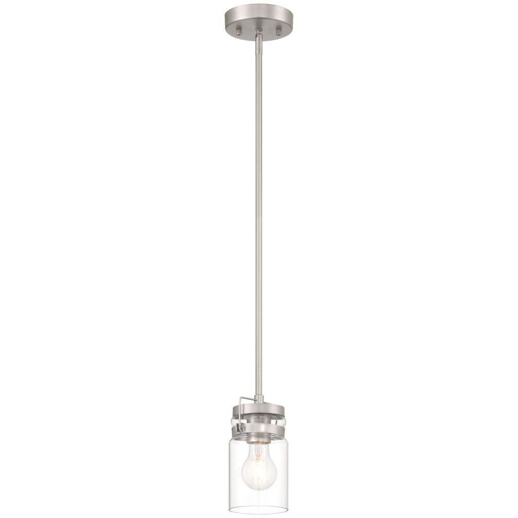 Shelby 1 Light Pendant, Brushed Steel