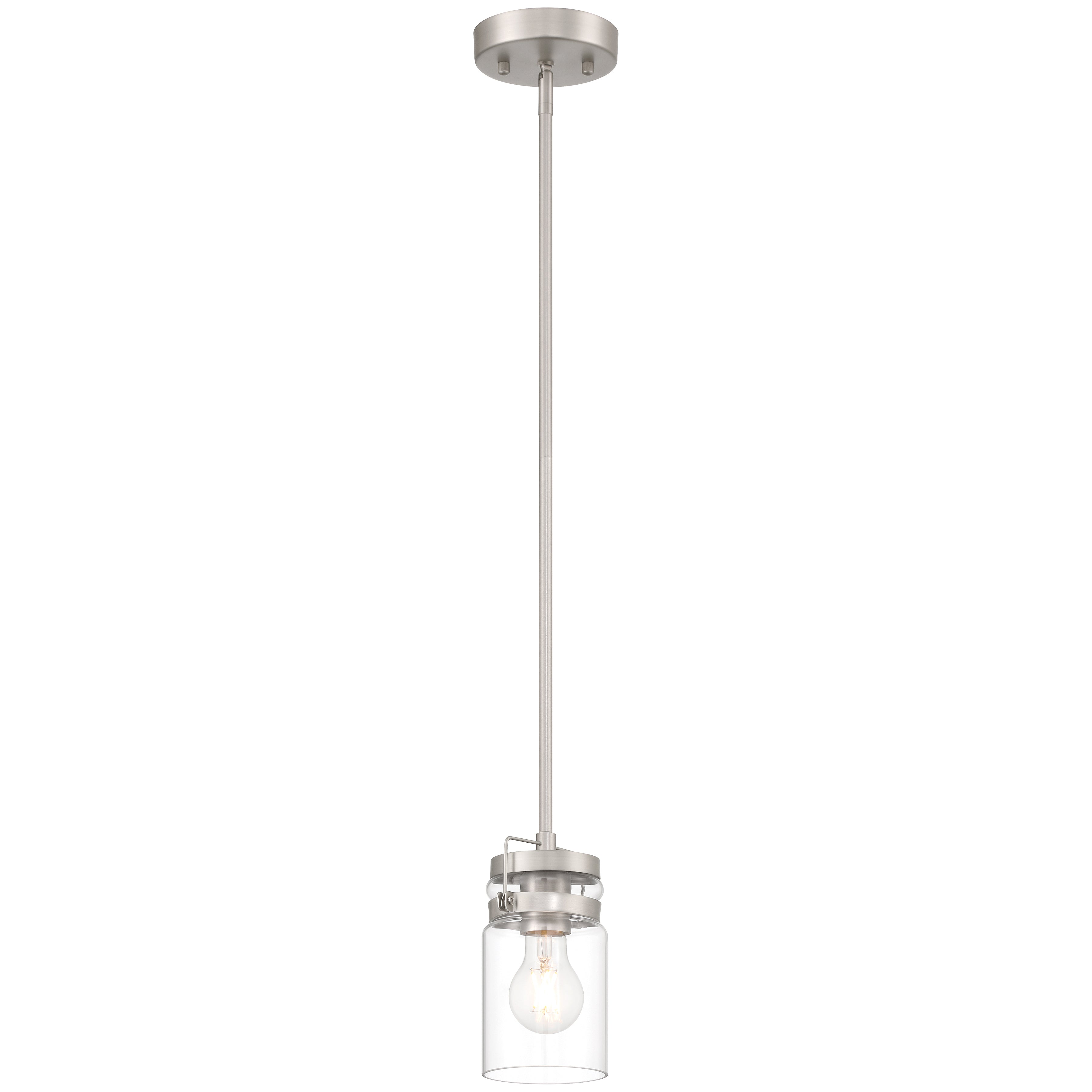 Shelby 1 Light Pendant, Brushed Steel