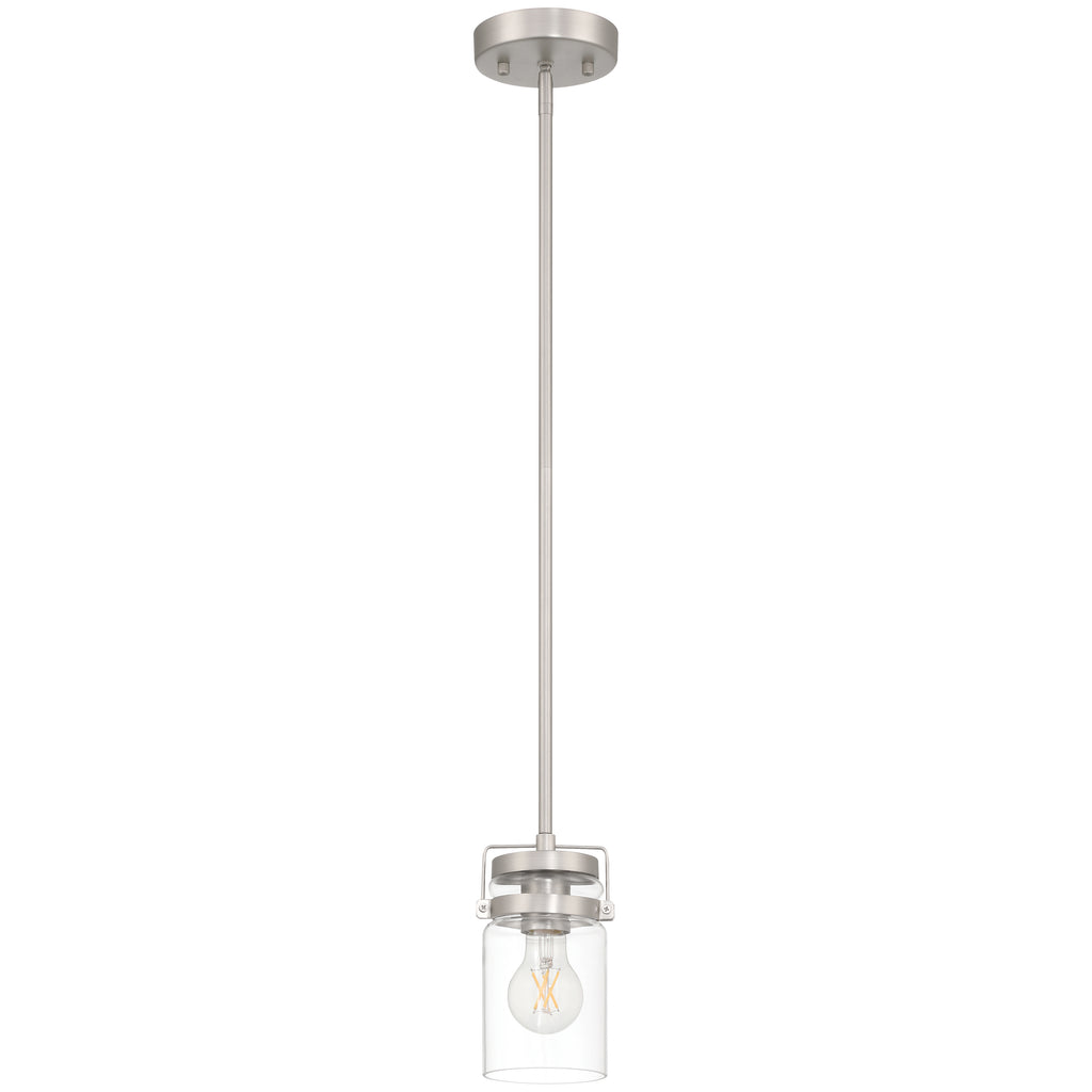 Shelby 1 Light Pendant, Brushed Steel