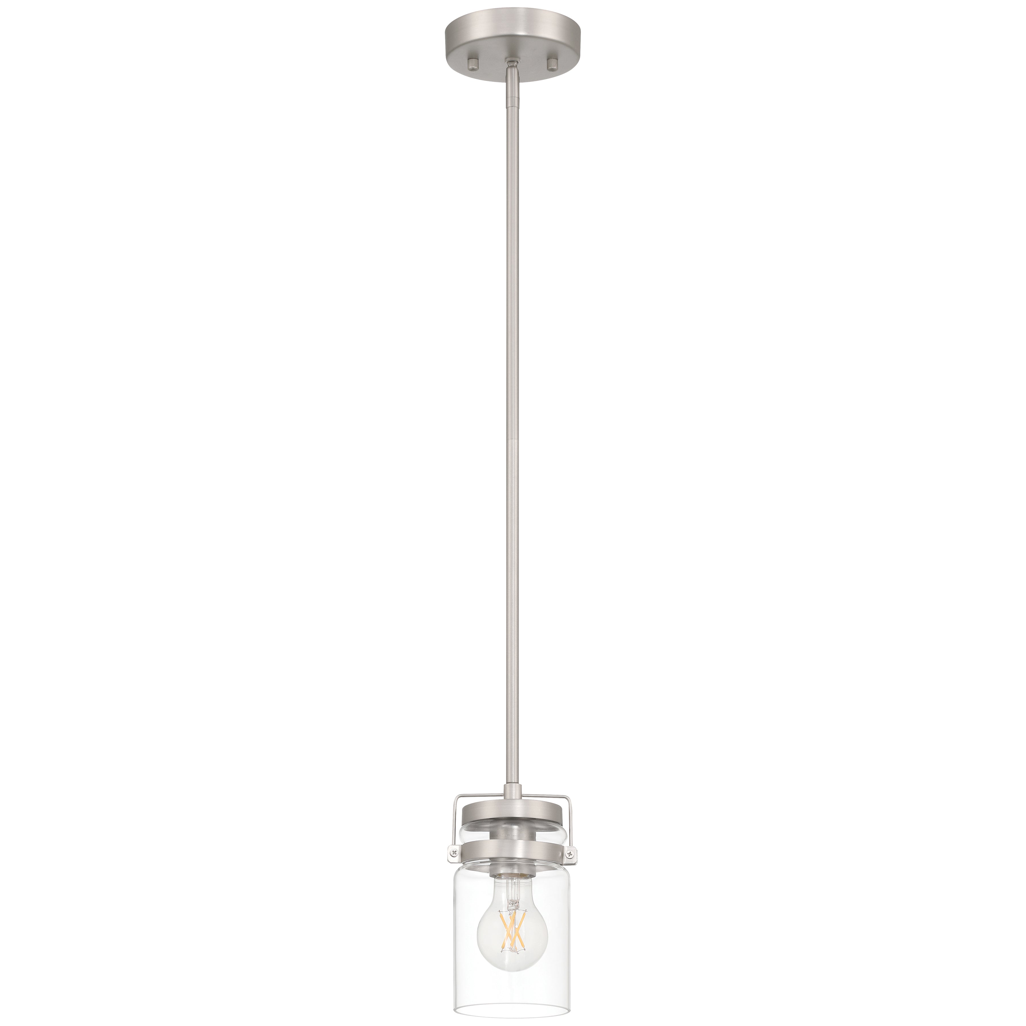 Shelby 1 Light Pendant, Brushed Steel