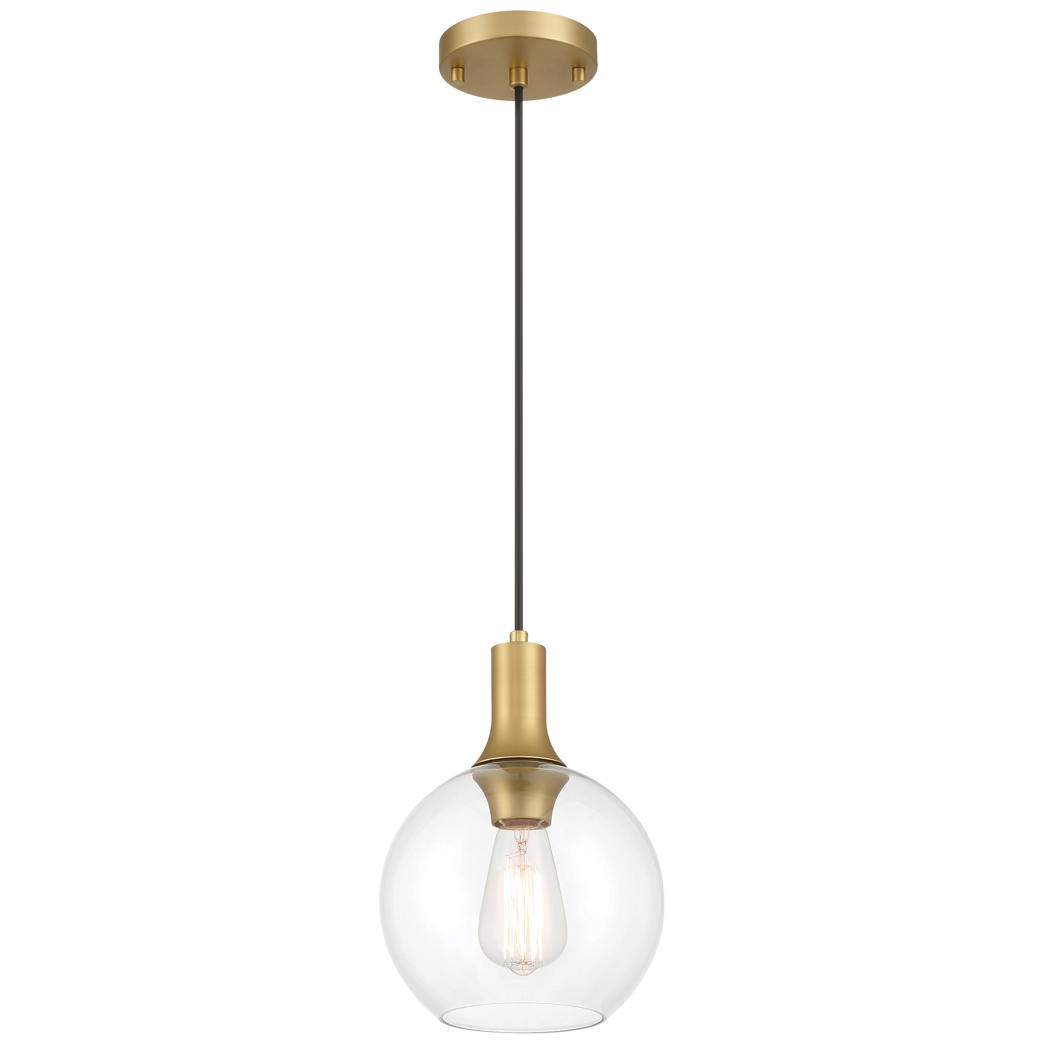 Chantelle 1 Light Pendant, Antique Brushed Brass