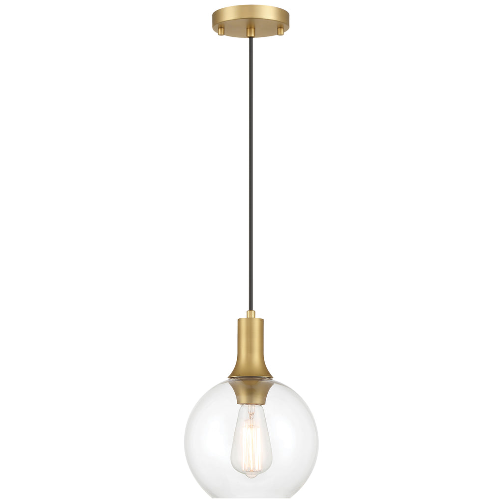 Chantelle 1 Light Pendant, Antique Brushed Brass
