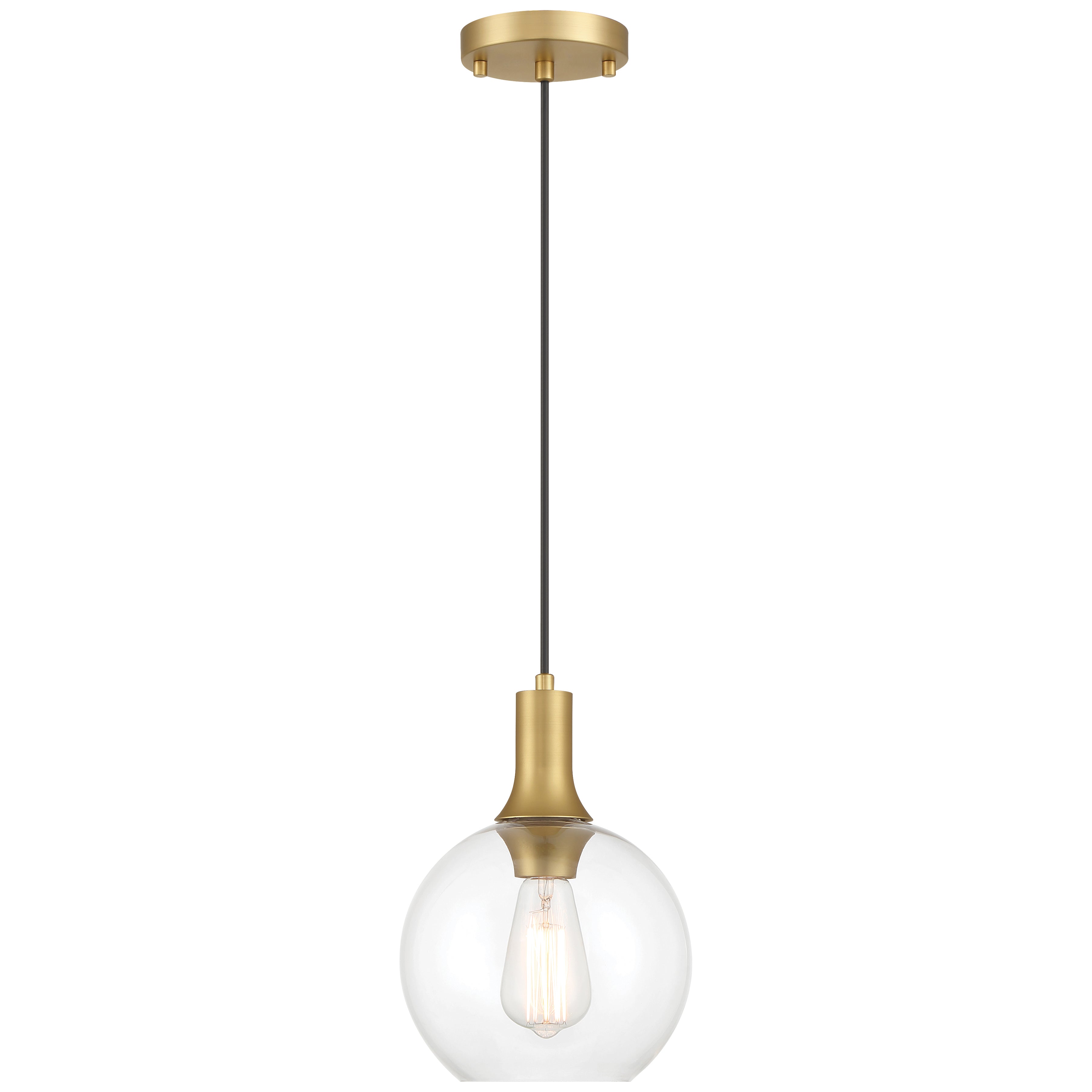 Chantelle 1 Light Pendant, Antique Brushed Brass
