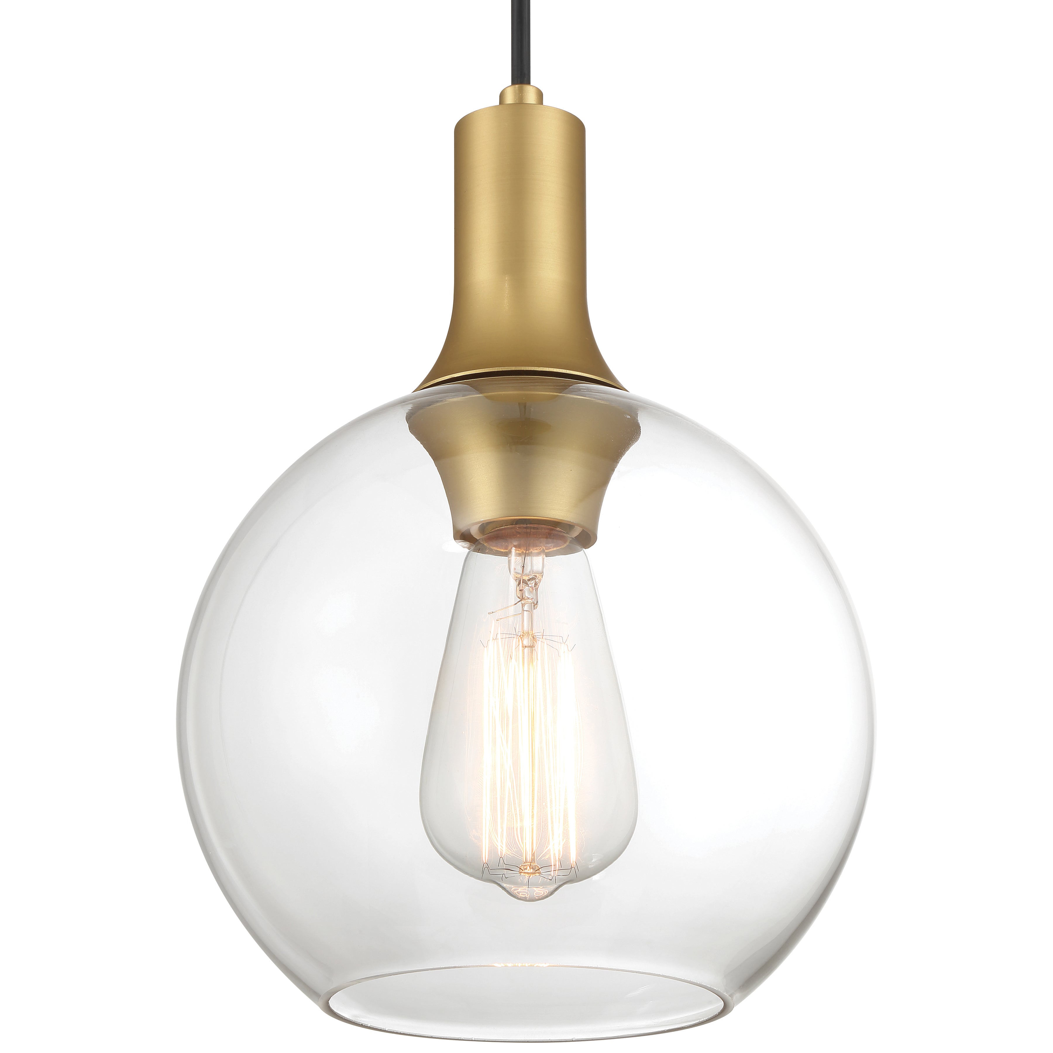 Chantelle 1 Light Pendant, Antique Brushed Brass
