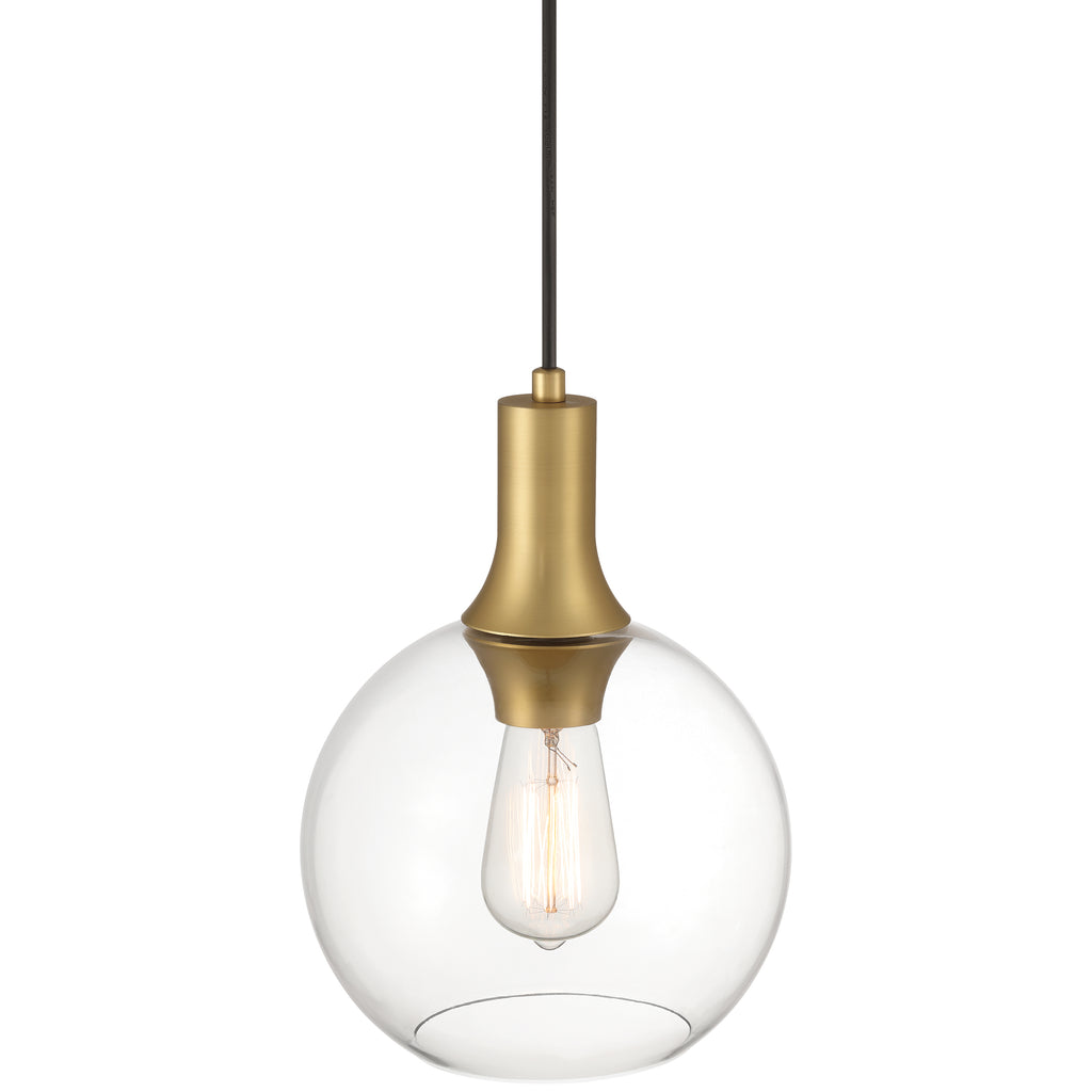 Chantelle 1 Light Pendant, Antique Brushed Brass