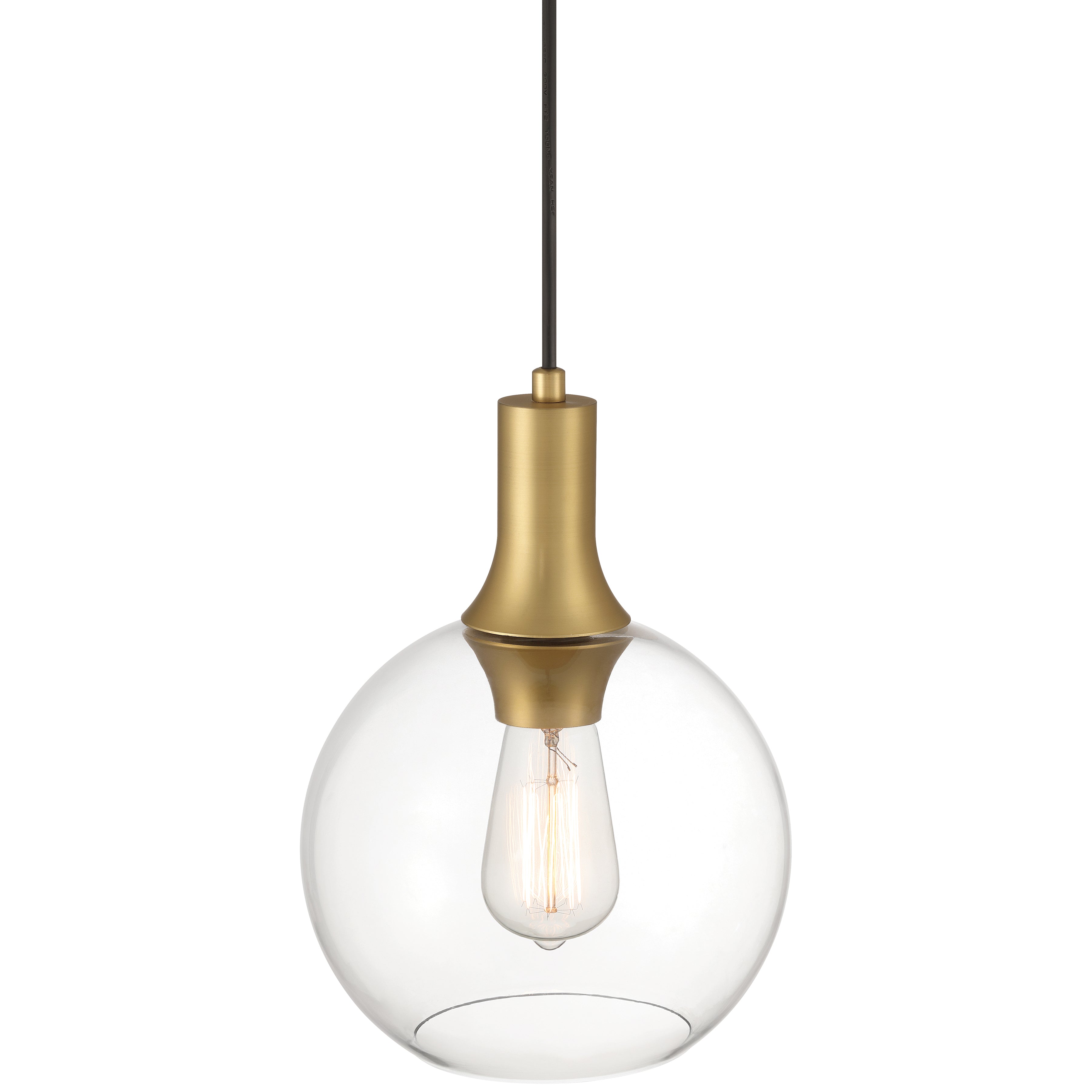 Chantelle 1 Light Pendant, Antique Brushed Brass