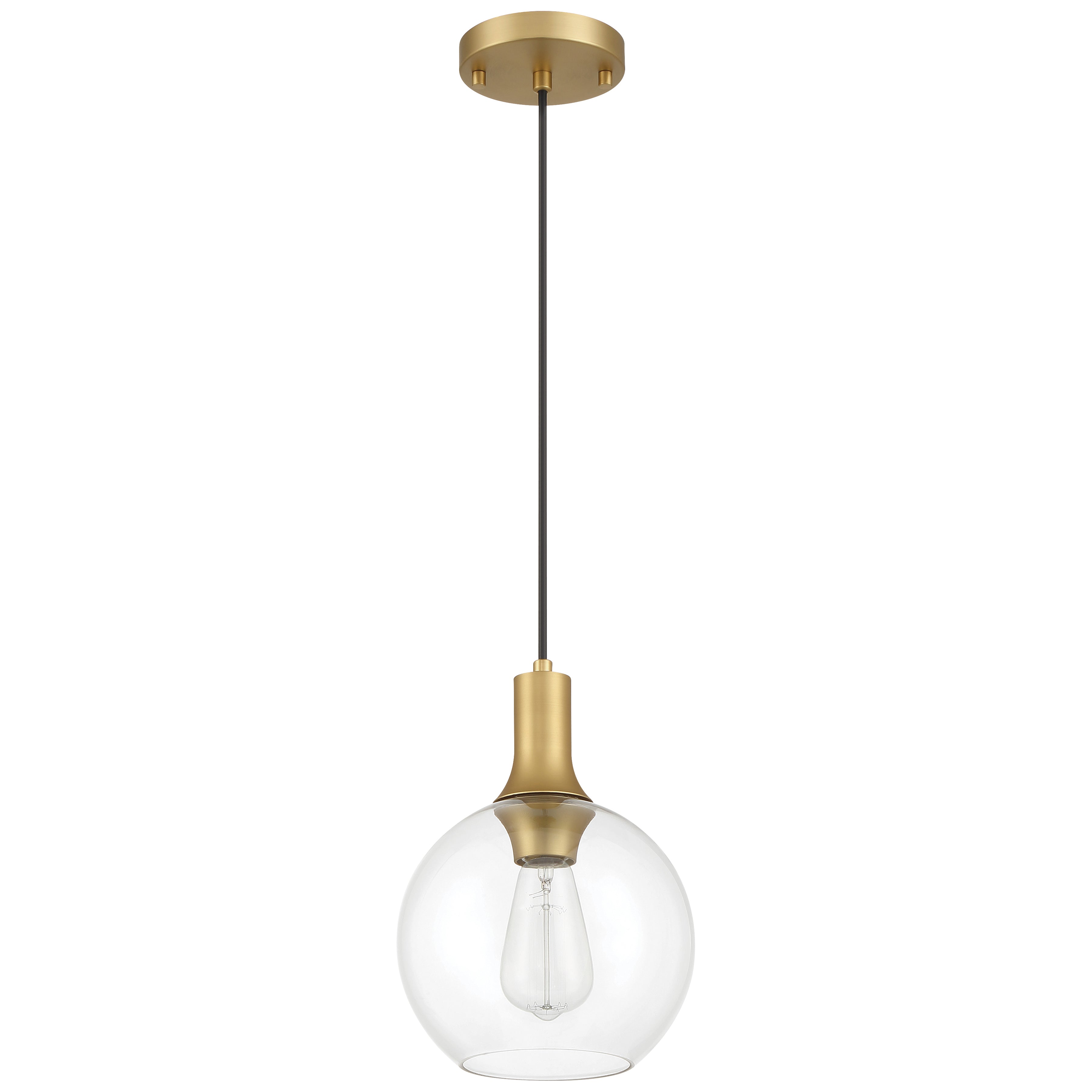 Chantelle 1 Light Pendant, Antique Brushed Brass