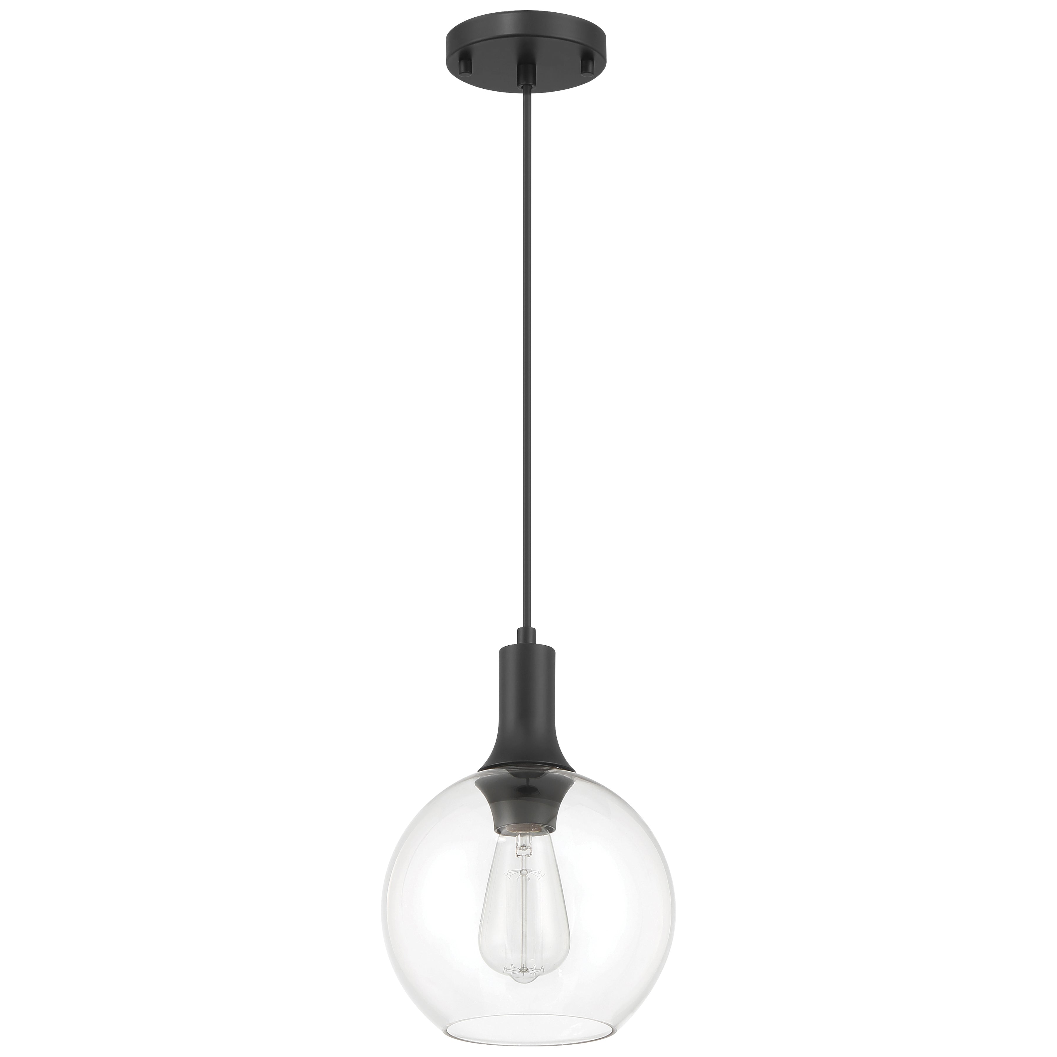 Chantelle 1 Light Pendant, Matte Black
