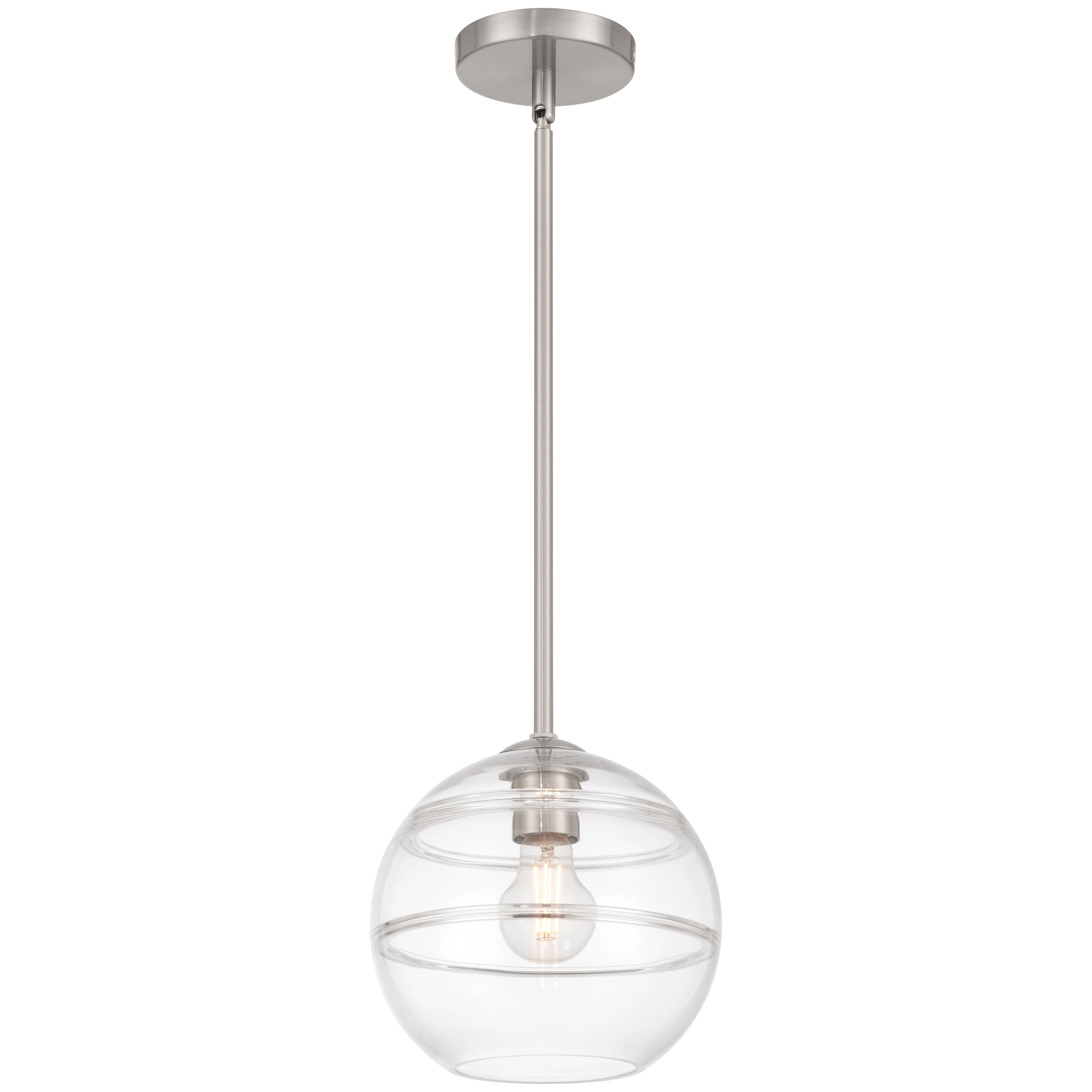 Swirl 1 Light Pendant, Brushed Steel