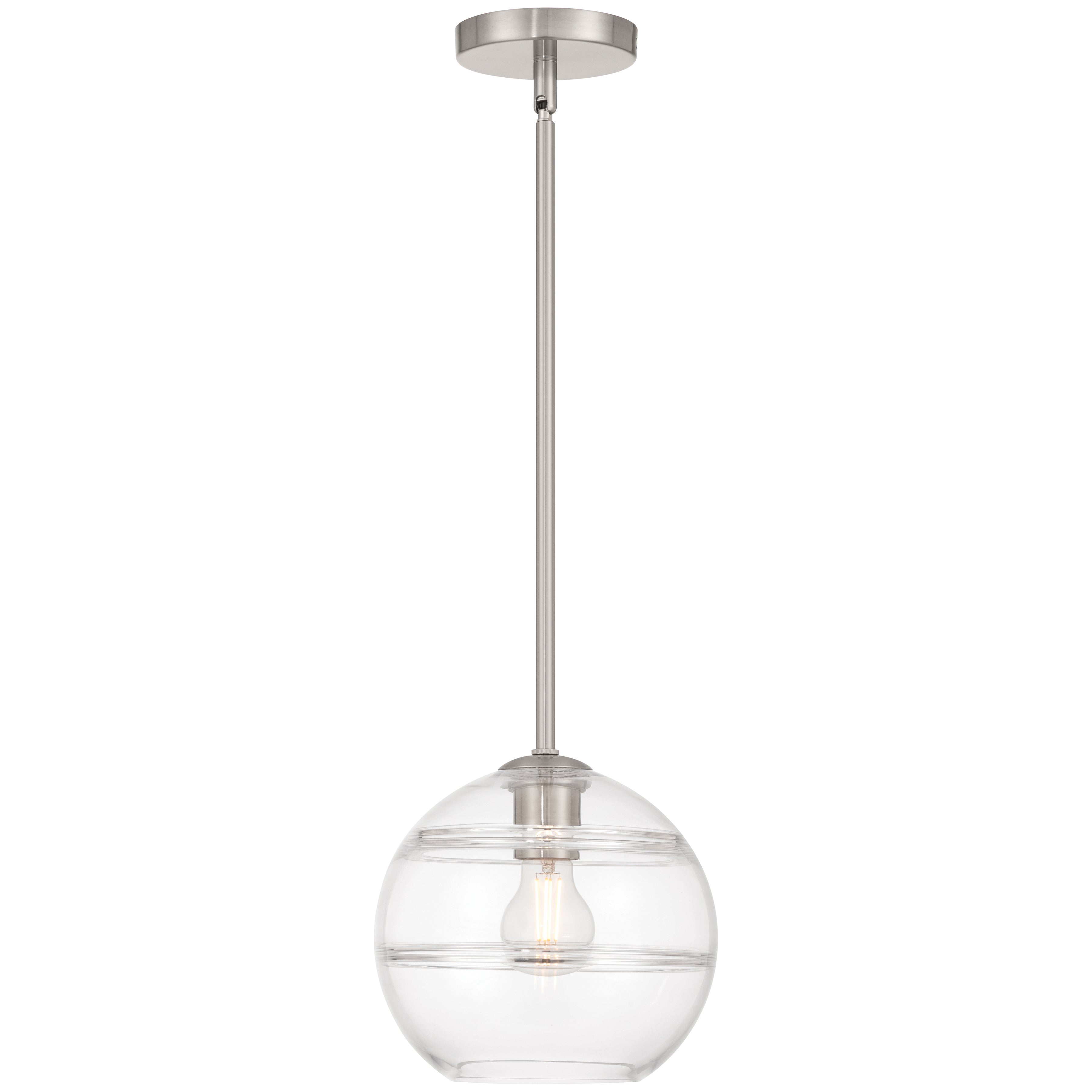 Swirl 1 Light Pendant, Brushed Steel