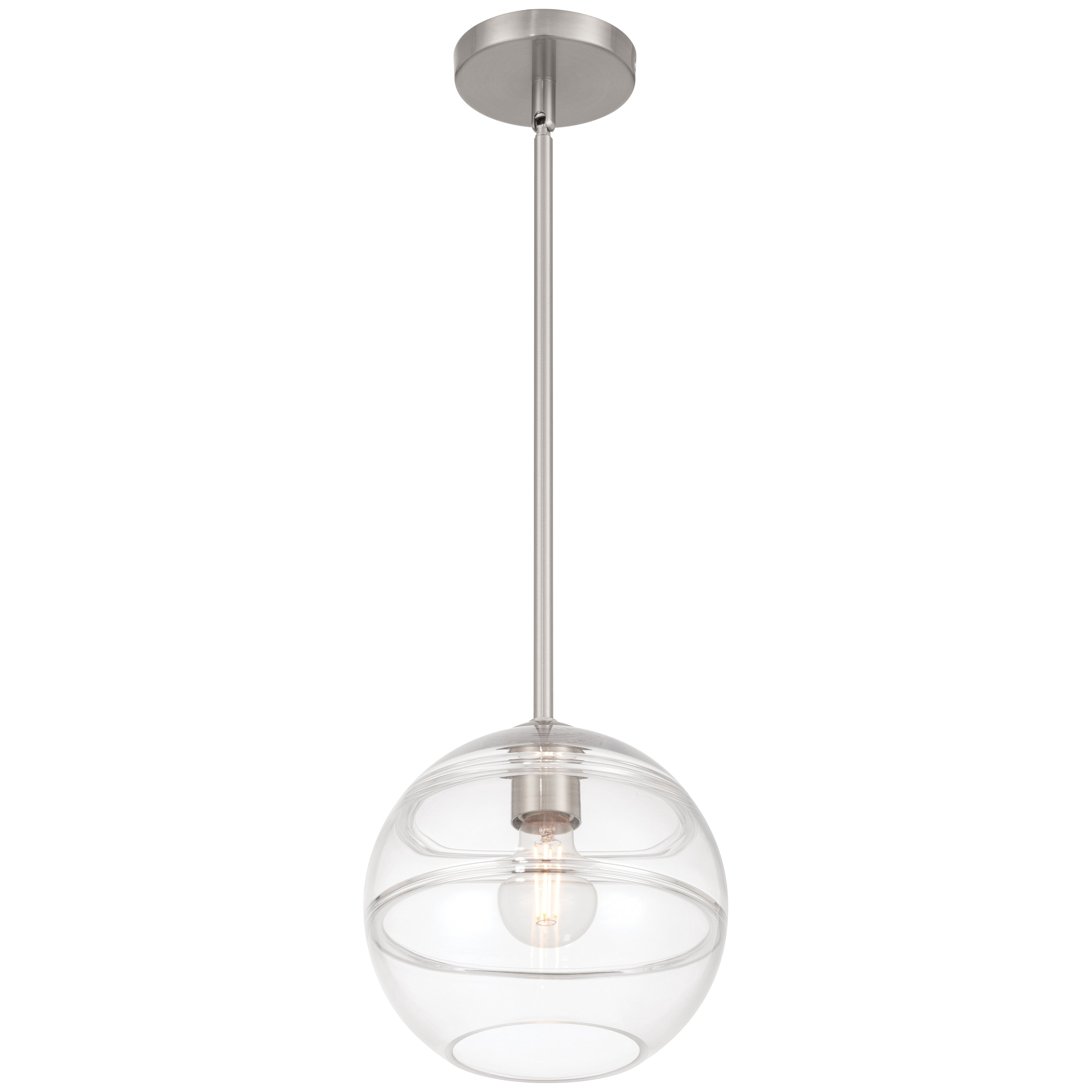 Swirl 1 Light Pendant, Brushed Steel