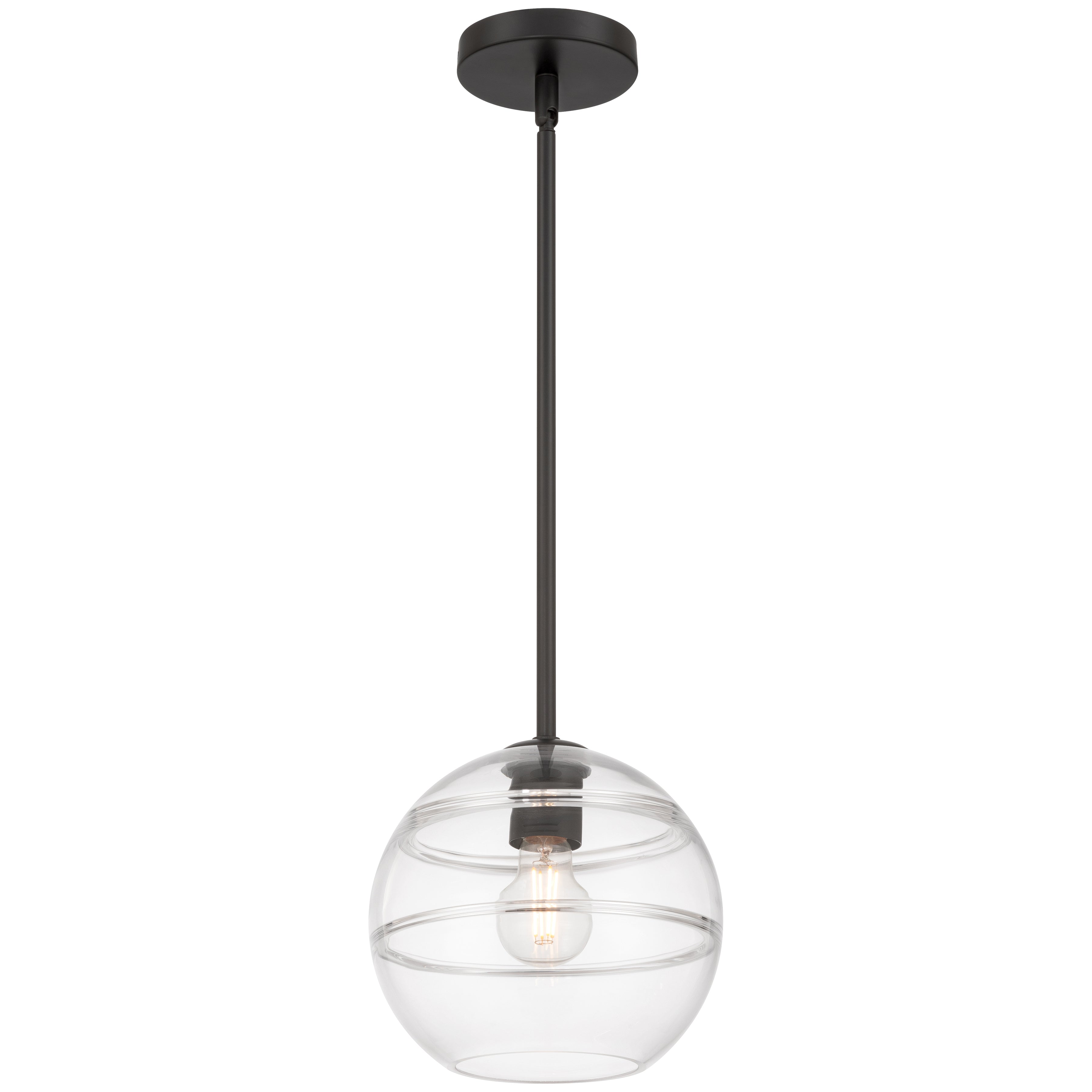 Swirl 1 Light Pendant, Matte Black