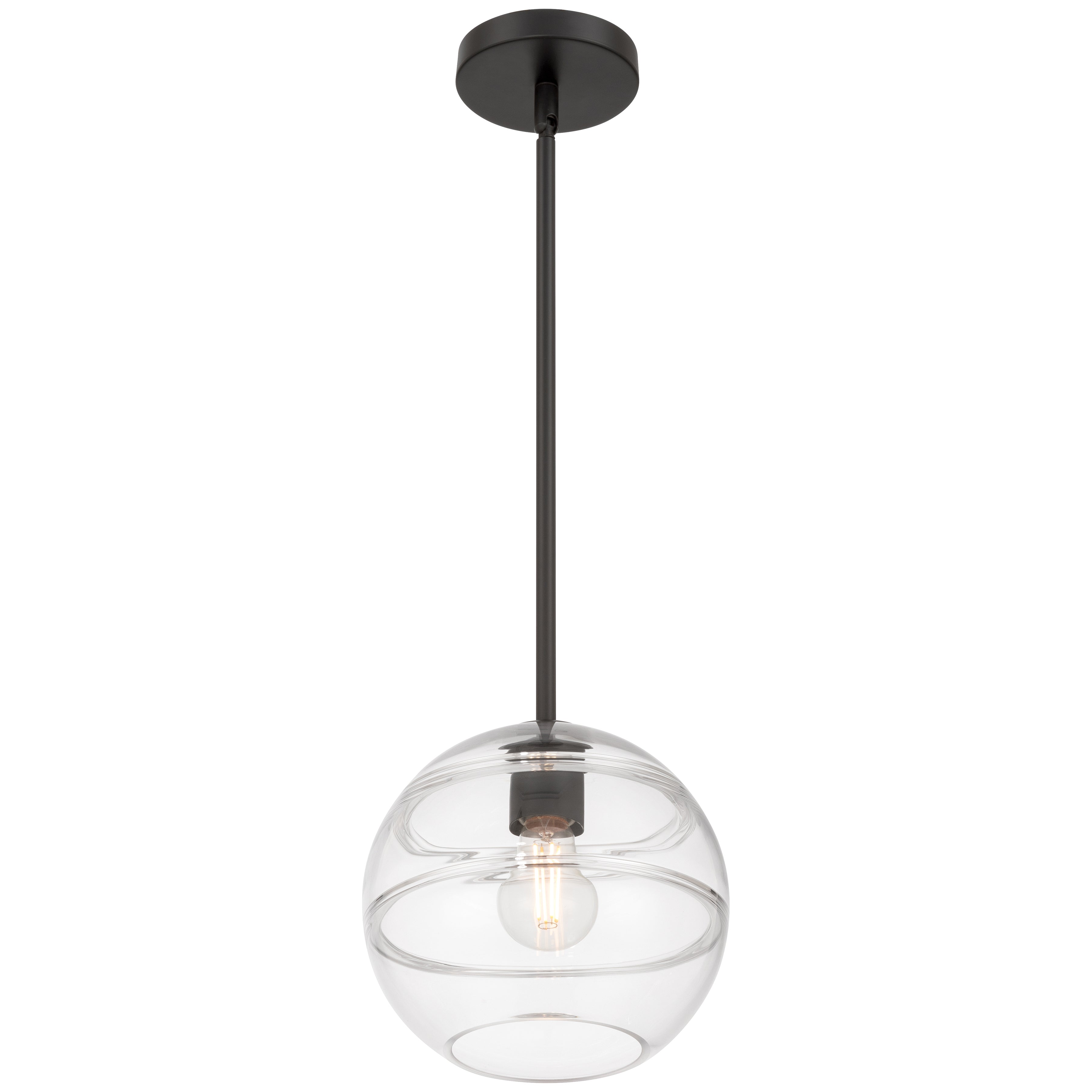 Swirl 1 Light Pendant, Matte Black