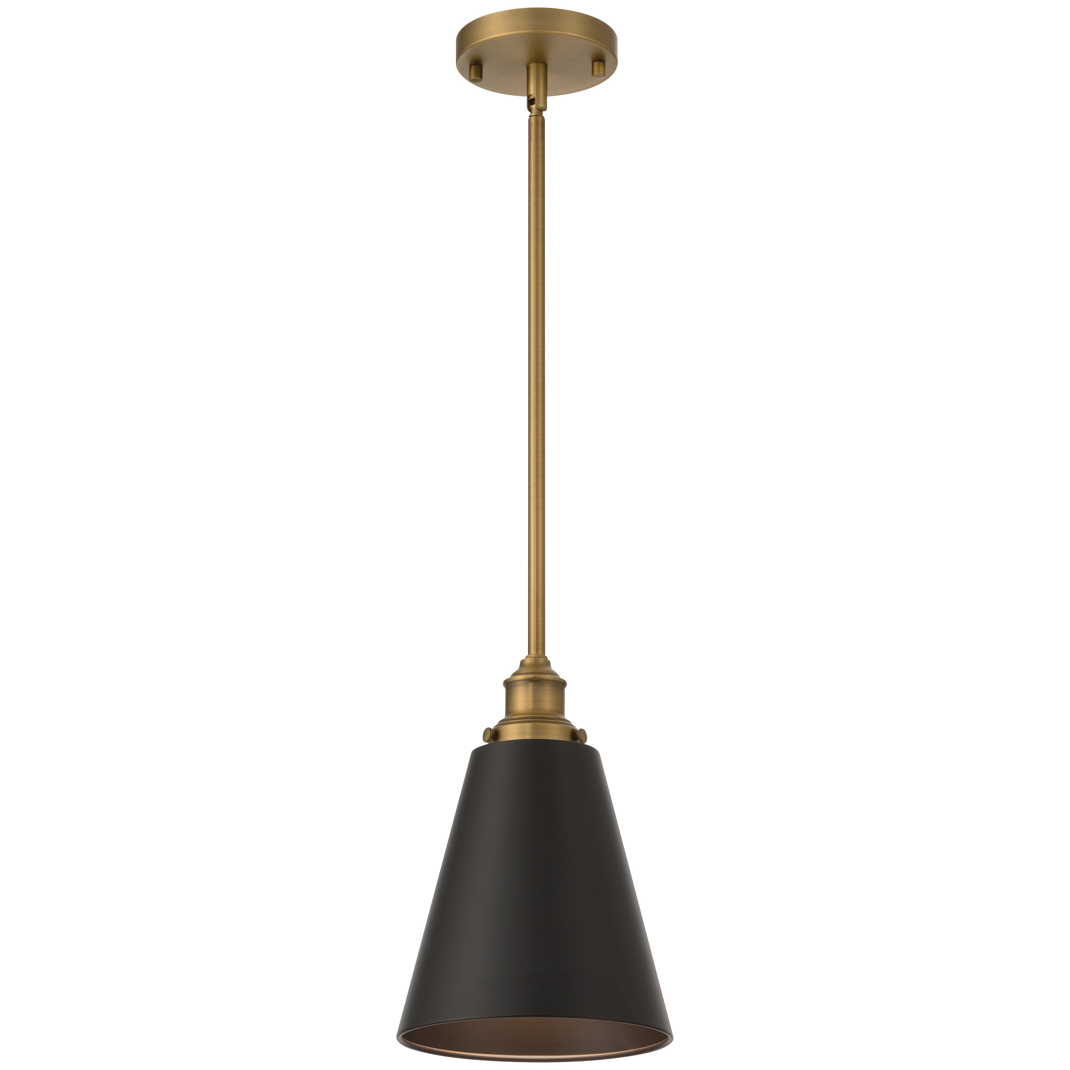 Dahlia 1 Light Pendant, Black Glass