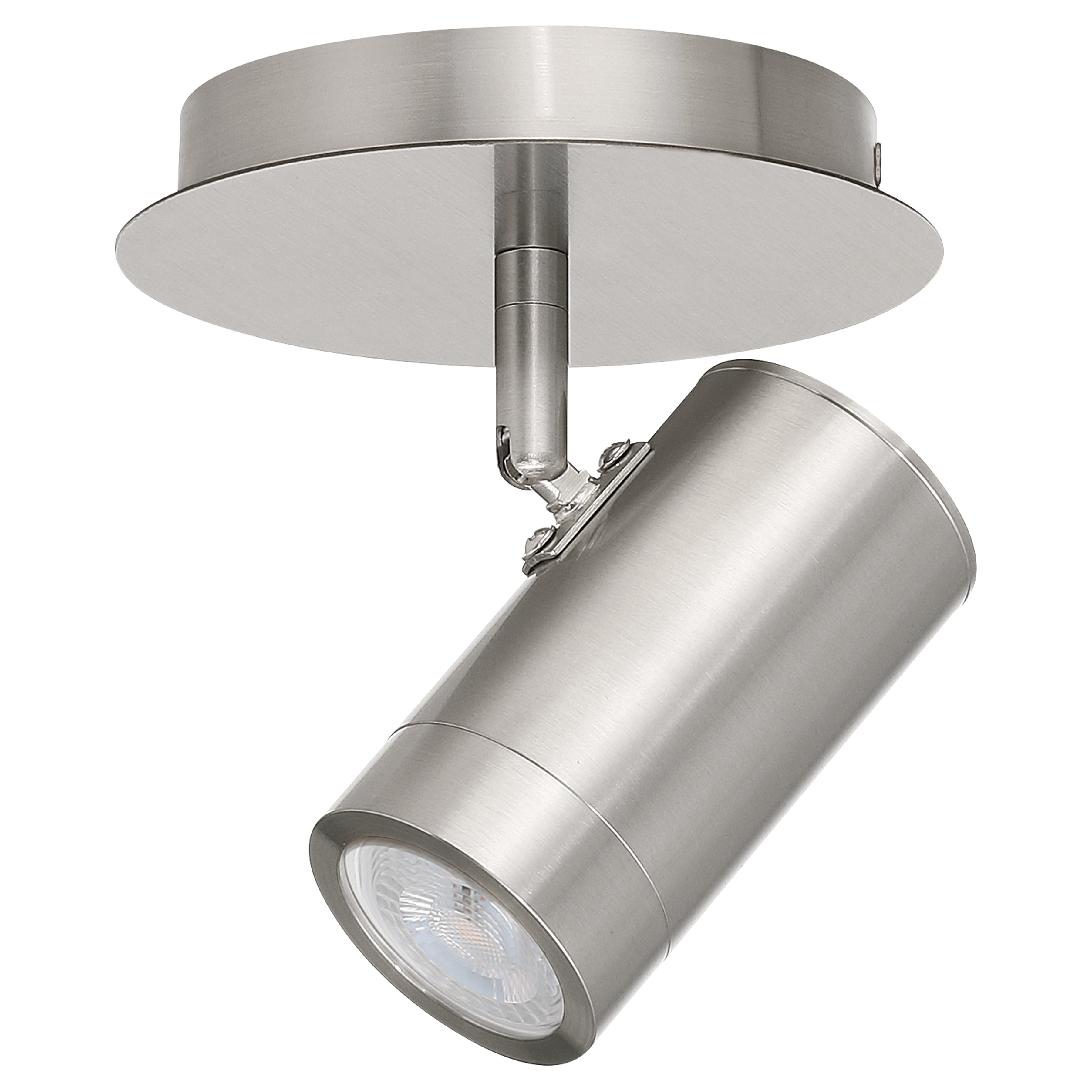Prado 1 Light Adjustable LED Flush Mount, Brushed Steel