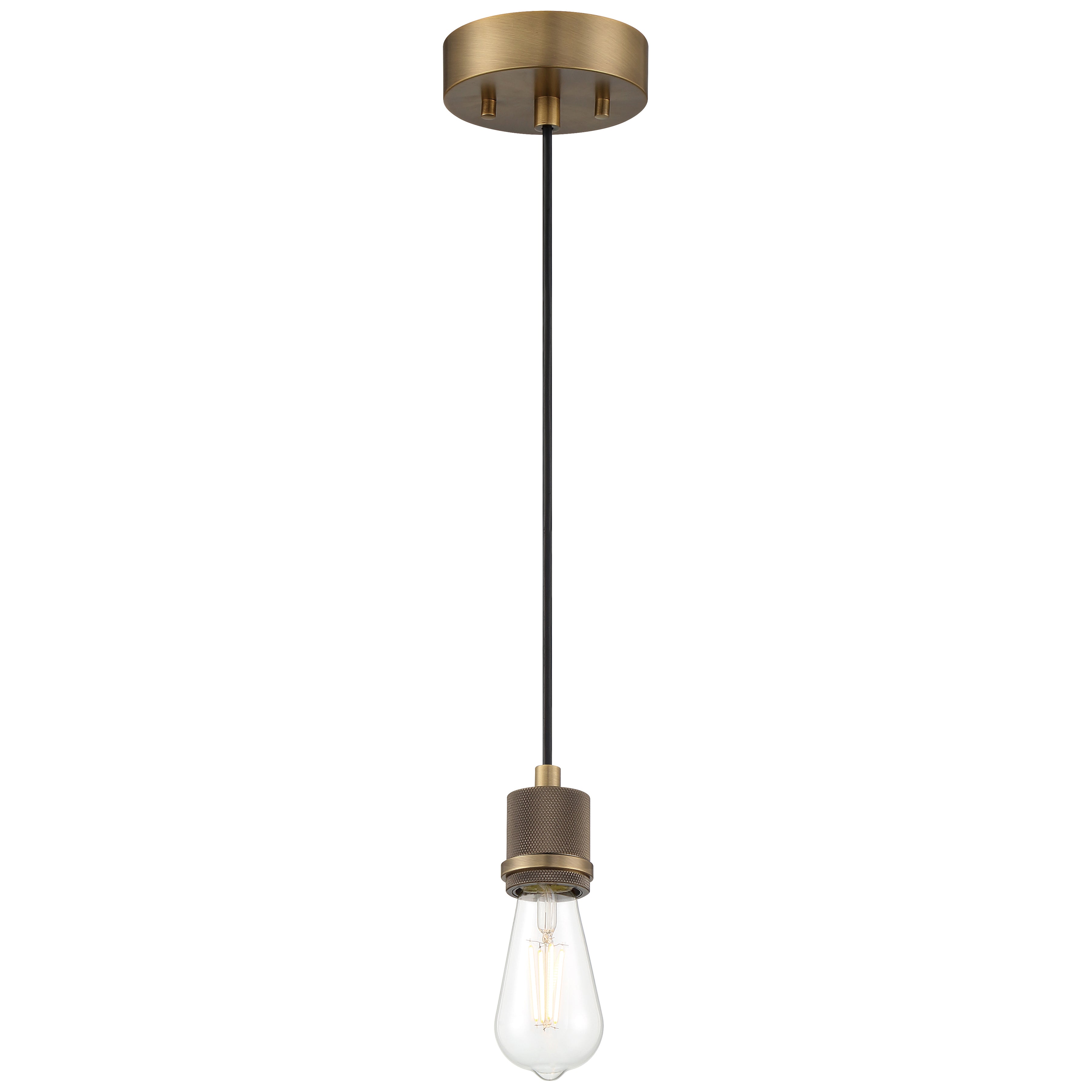Port Nine Bare LED Pendant, Antique Brushed Brass