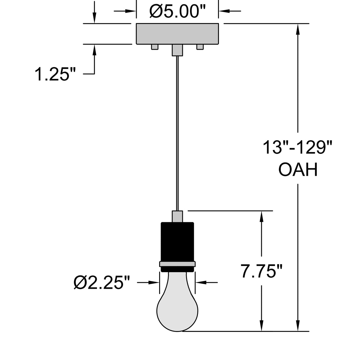 Access Lighting Port Nine Bare LED Pendant, Matte Black, image 2