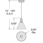 Access Lighting Port Nine Martini LED Pendant, Matte Black / Clear Glass / 7W, image 2