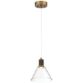 Port Nine Martini LED Pendant, Antique Brushed Brass / Clear Glass / 9W