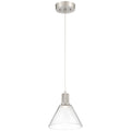 Port Nine Martini LED Pendant, Brushed Steel / Clear Glass / 9W