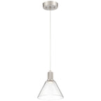 Access Lighting Port Nine Martini LED Pendant, Brushed Steel / Clear Glass / 9W