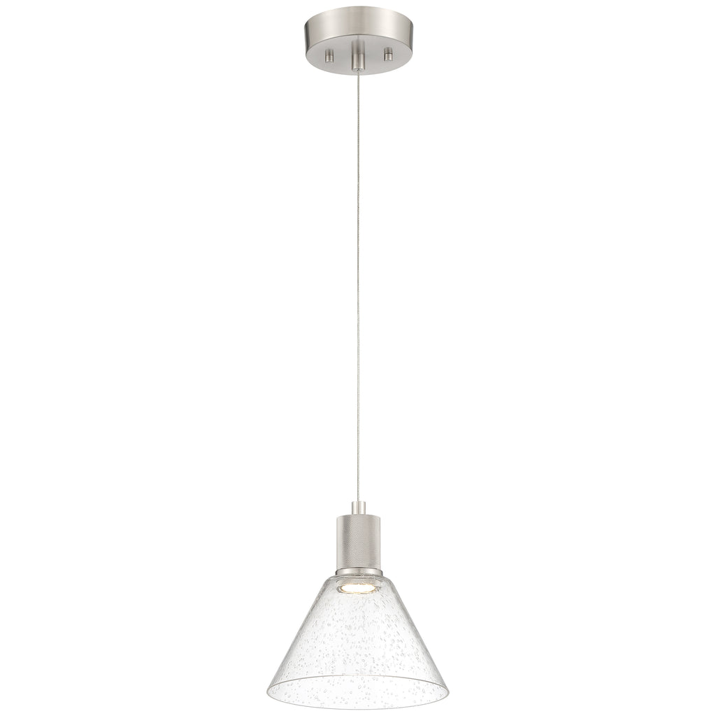 Access Lighting Port Nine Martini LED Pendant, Brushed Steel / Seeded Glass / 9W