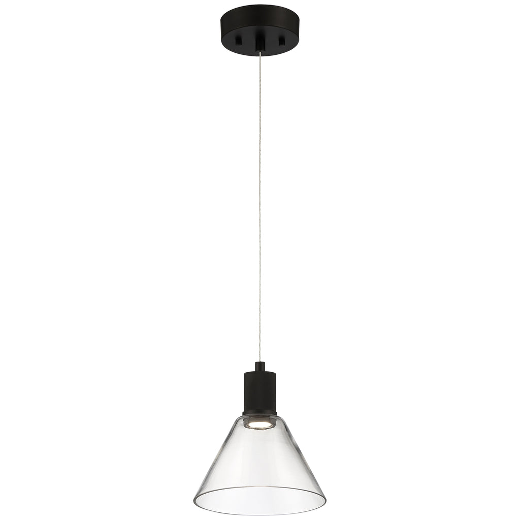 Access Lighting Port Nine Martini LED Pendant, Matte Black / Clear Glass / 9W