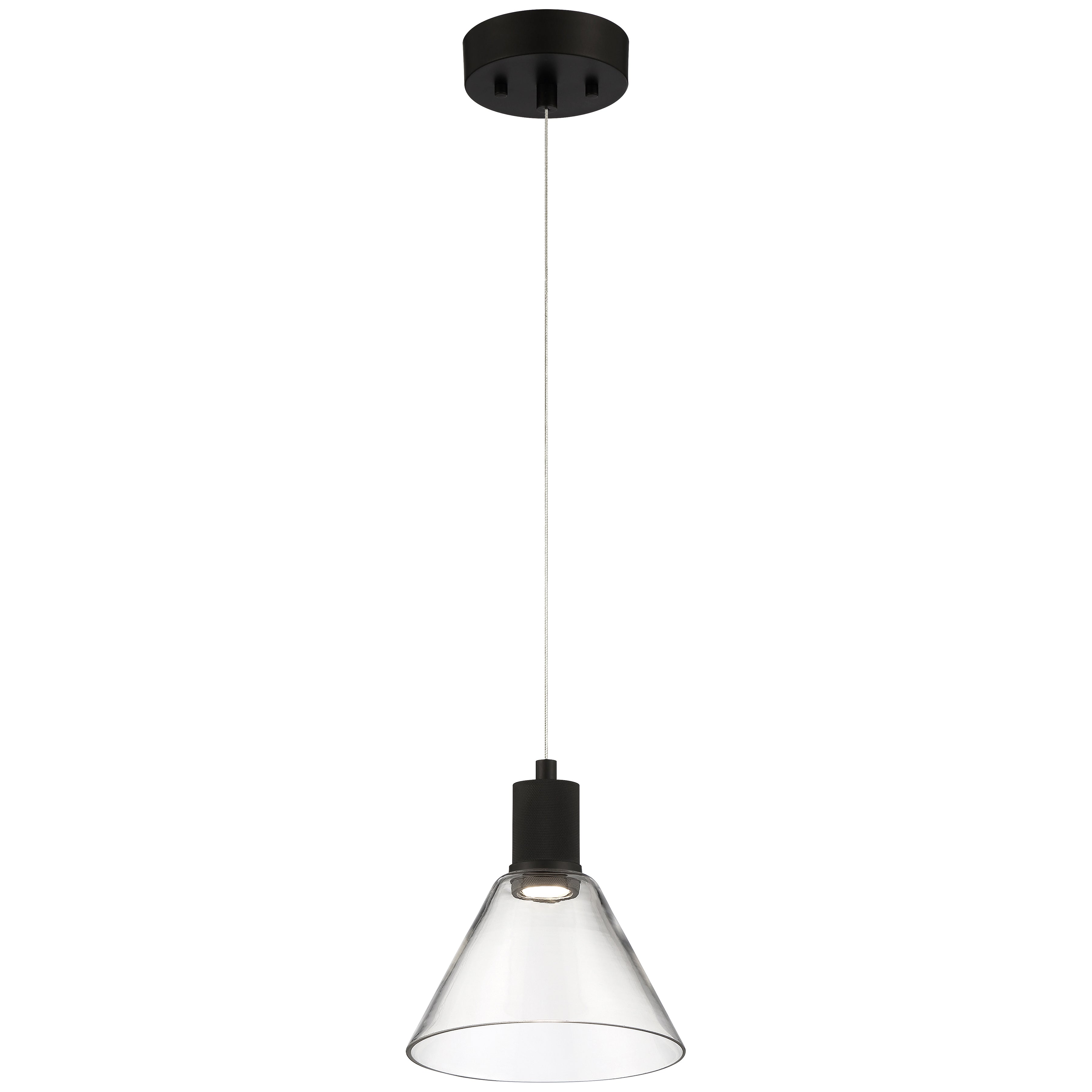 Port Nine Martini LED Pendant, Matte Black / Clear Glass / 9W