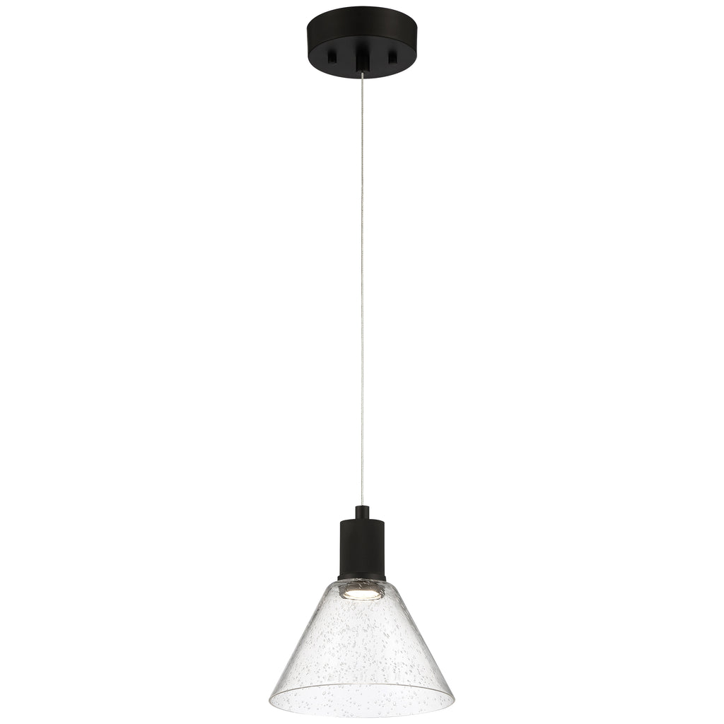 Access Lighting Port Nine Martini LED Pendant, Matte Black / Seeded Glass / 9W