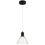 Access Lighting Port Nine Martini LED Pendant, Matte Black / Seeded Glass / 9W