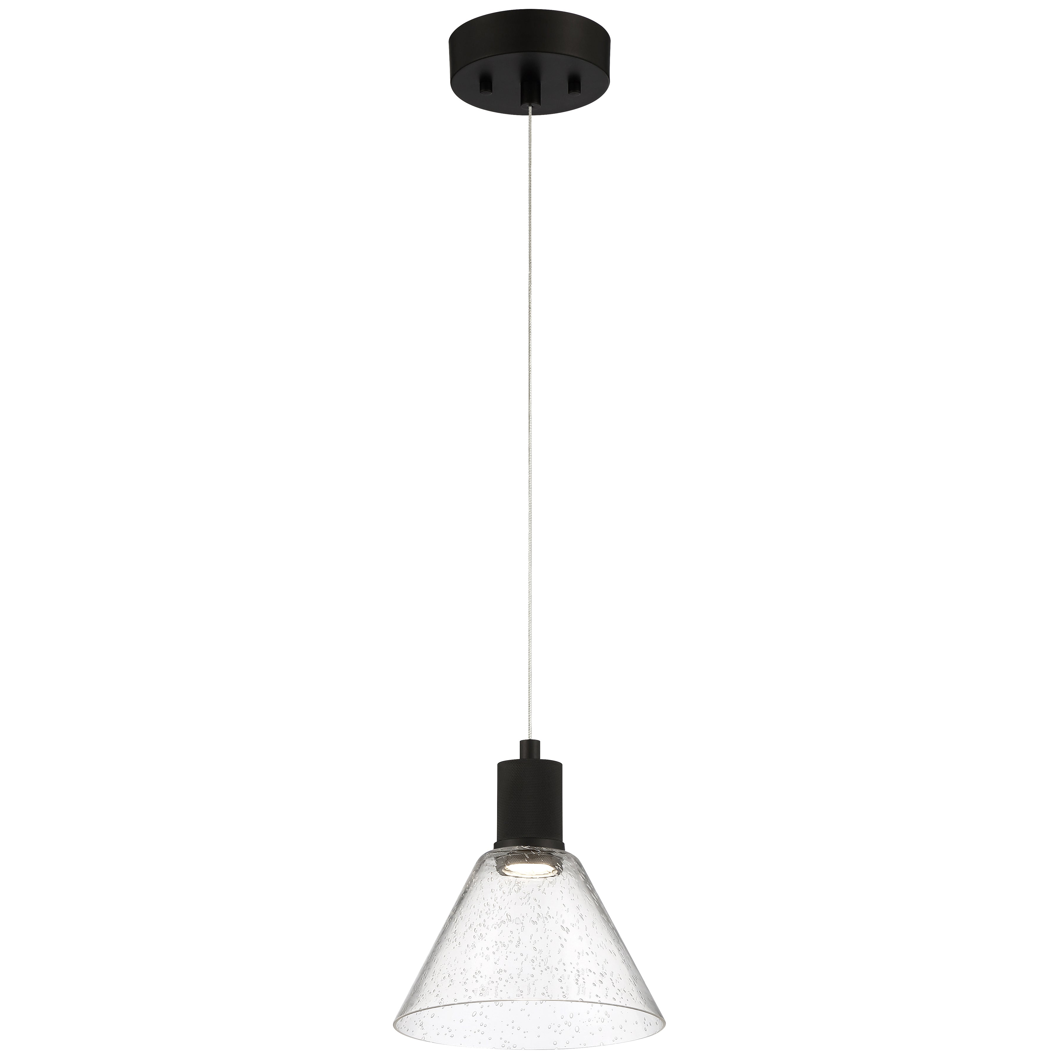 Port Nine Martini LED Pendant, Matte Black / Seeded Glass / 9W