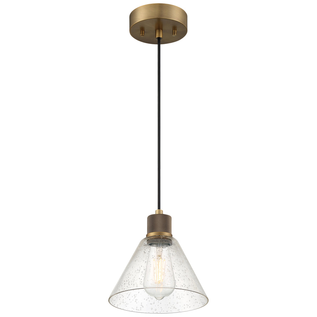 Access Lighting Port Nine Martini LED Pendant, Antique Brushed Brass / Seeded Glass / 7W