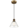 Port Nine Martini LED Pendant, Antique Brushed Brass / Seeded Glass / 7W