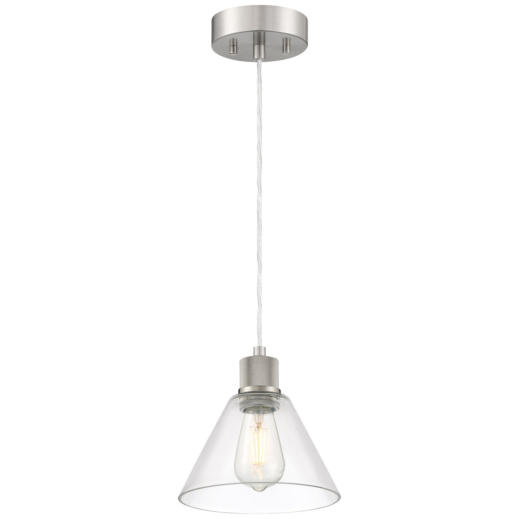Access Lighting Port Nine Martini LED Pendant, Brushed Steel / Clear Glass / 7W