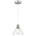 Port Nine Martini LED Pendant, Brushed Steel / Clear Glass / 7W
