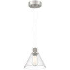 Access Lighting Port Nine Martini LED Pendant, Brushed Steel / Clear Glass / 7W