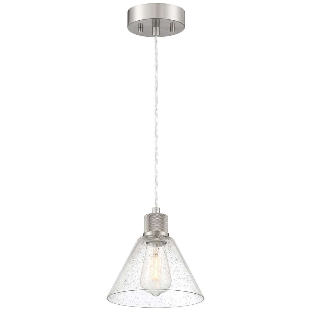 Access Lighting Port Nine Martini LED Pendant, Brushed Steel / Seeded Glass / 7W