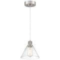 Port Nine Martini LED Pendant, Brushed Steel / Seeded Glass / 7W