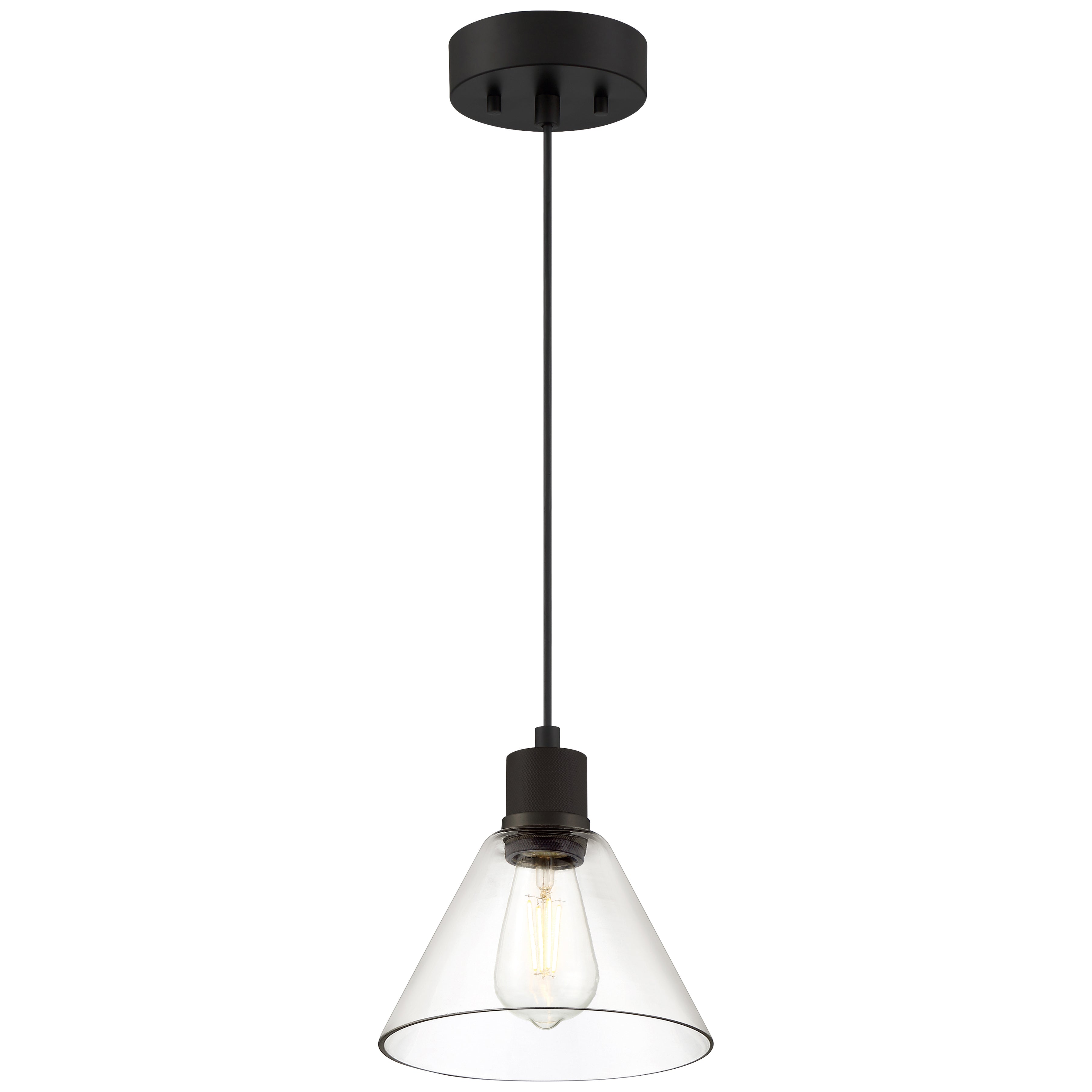 Port Nine Martini LED Pendant, Matte Black / Clear Glass / 7W