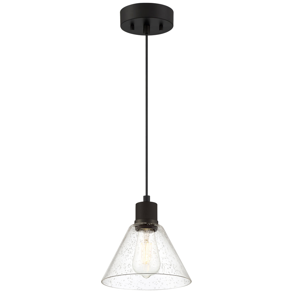 Access Lighting Port Nine Martini LED Pendant, Matte Black / Seeded Glass / 7W