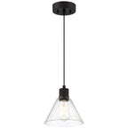 Access Lighting Port Nine Martini LED Pendant, Matte Black / Seeded Glass / 7W