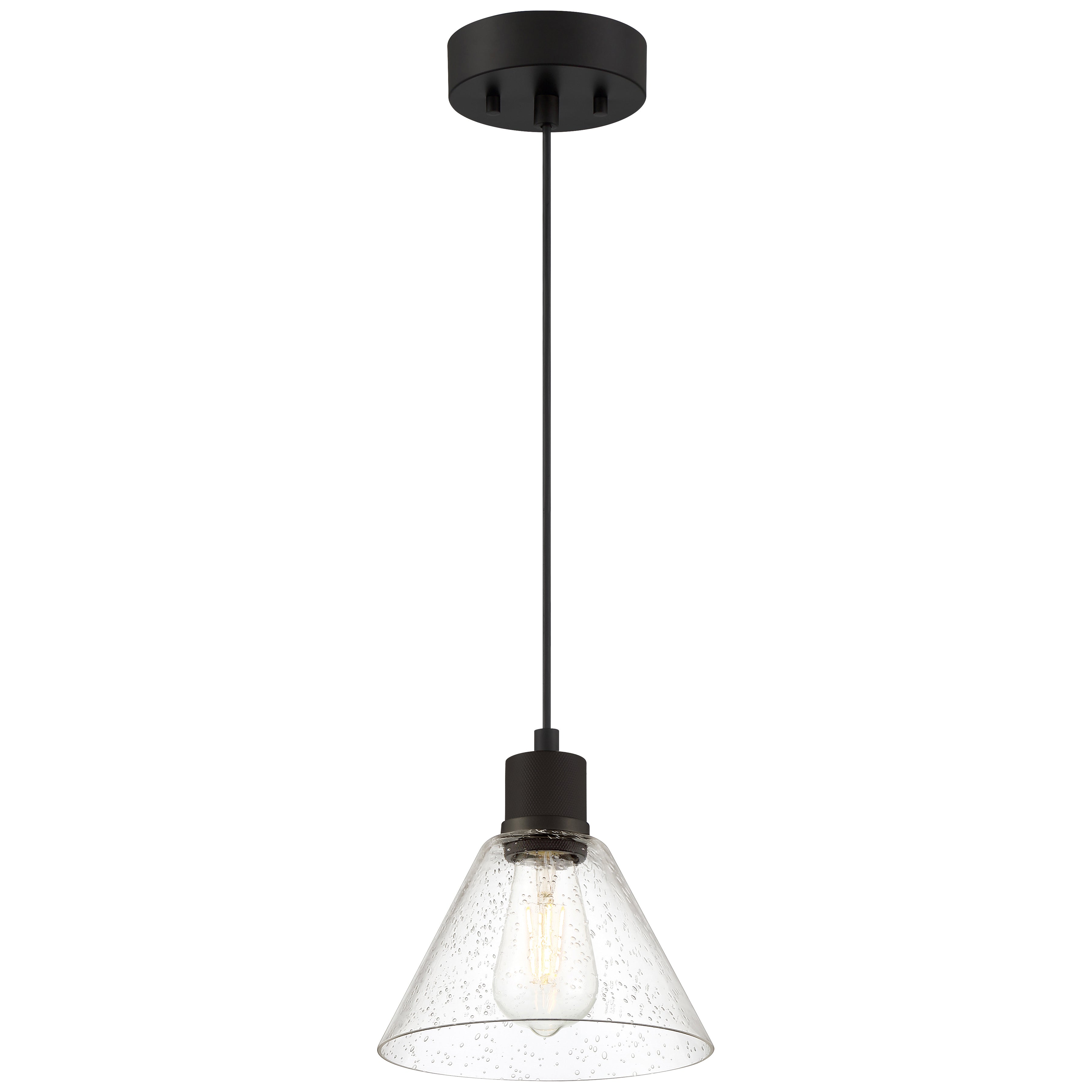 Port Nine Martini LED Pendant, Matte Black / Seeded Glass / 7W