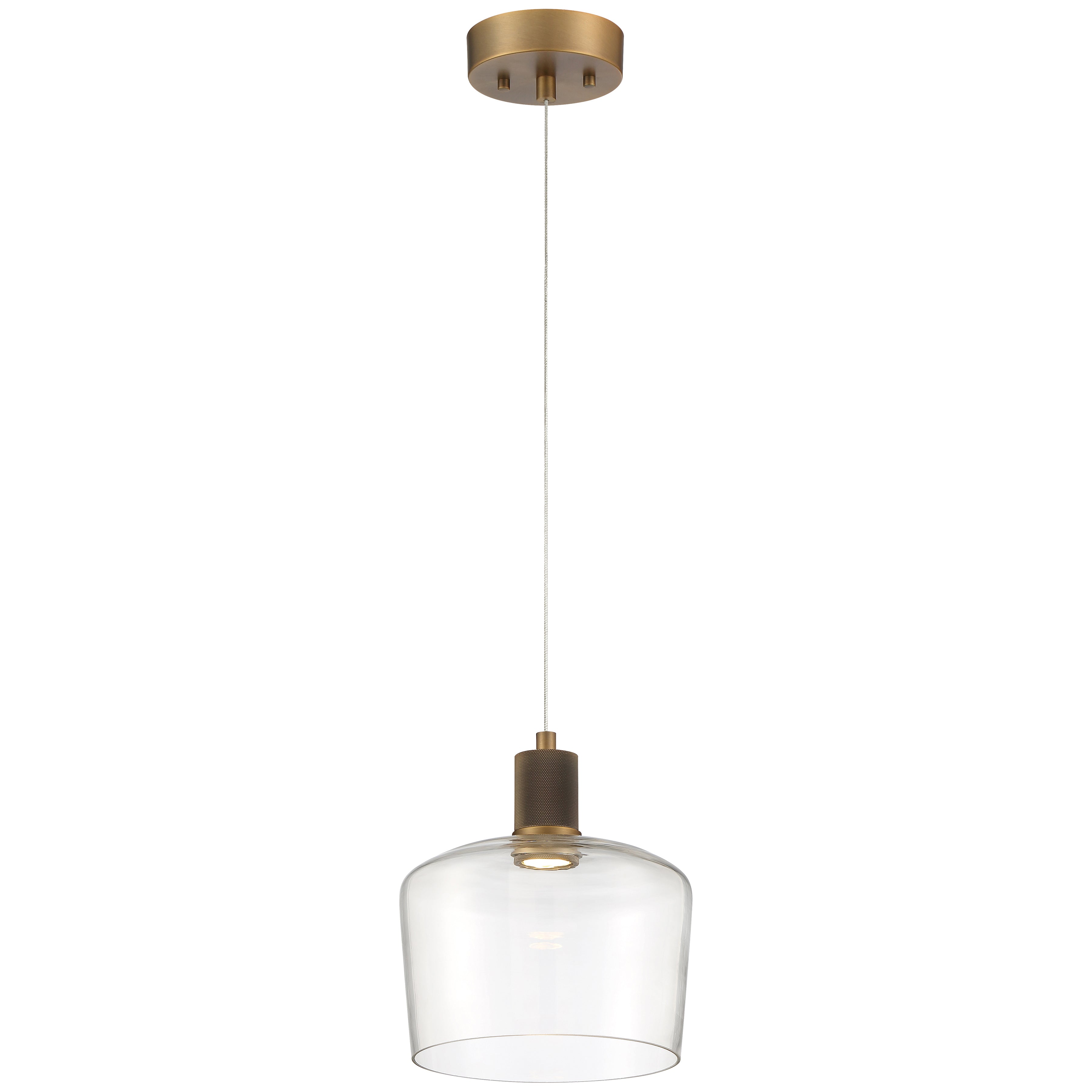 Port Nine Chardonnay LED Pendant, Antique Brushed Brass / Clear Glass / 9W