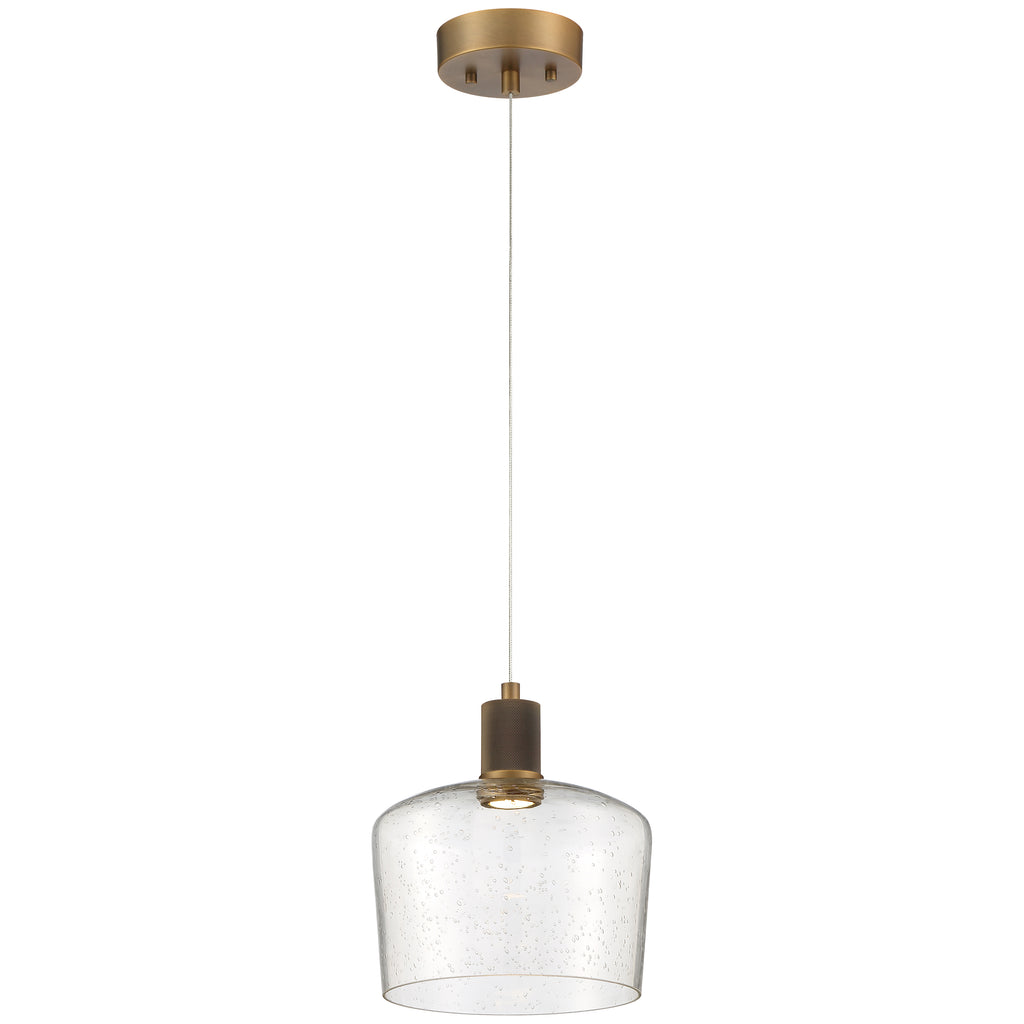 Access Lighting Port Nine Chardonnay LED Pendant, Antique Brushed Brass / Seeded Glass / 9W
